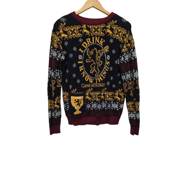 Game of Thrones Ugly Christmas Sweater I Drink and I Know Things Size Large - Picture 1 of 9